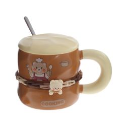 GAEM Кружка с крышкой и ложкой, 300 мл, L15 W9 H10 см, 4в.