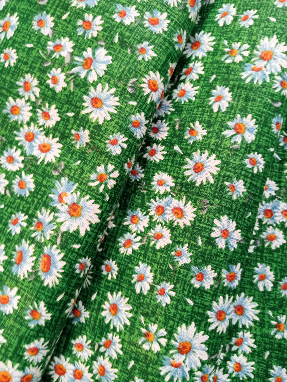 Ткань бязь плательная, рис. "Ромашки", ширина 150 см, арт. 621