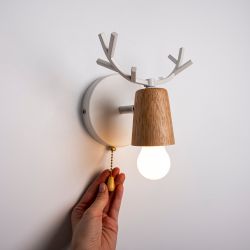 Бра с рожками DEER A SWITCH White/Light wood