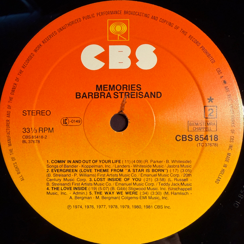 Barbra Streisand - Memories (Голландия 1981г.)