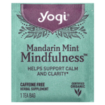 Yogi Tea, Mindfulness™, мандарин и мята, без кофеина, 16 чайных пакетиков, 32 г (1,12 унции)