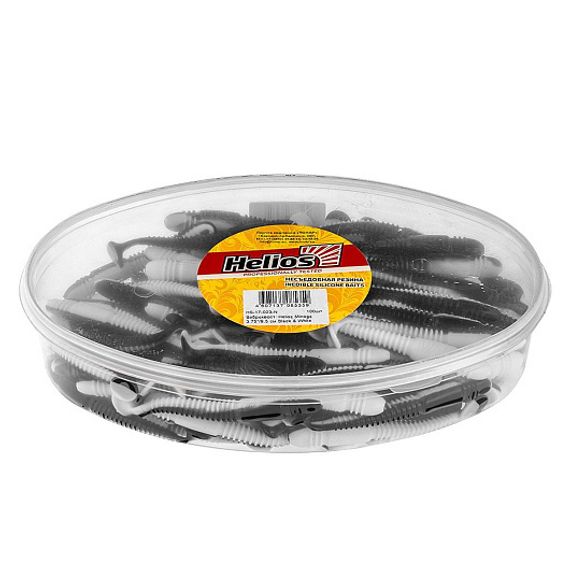 Виброхвост несъедоб. Minoga 3,75&#39;/9.5 см Black &amp; White 100шт. (HS-17-023-N) Helios