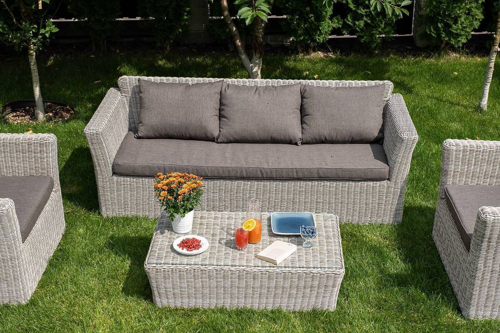 "Капучино" диван из искусственного ротанга трехместный, цвет бежевый