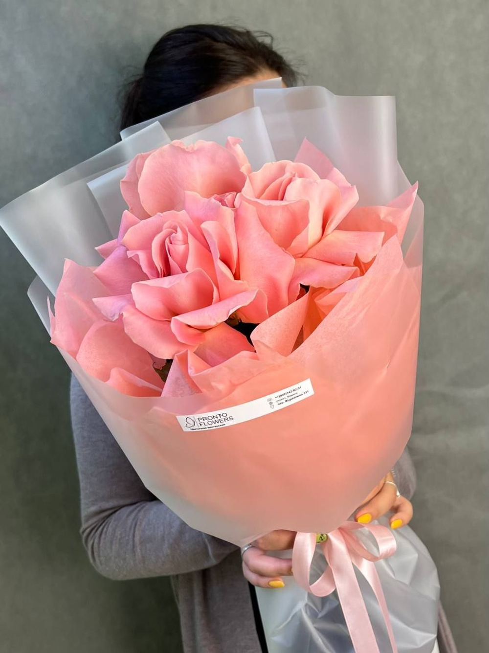 Французские розы , цвет розовый , 3 штуки