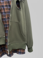 Толстовка 990917 удлиненная на молнии с клетчатой рубашкой внутри