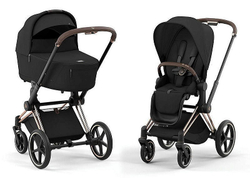 Коляска Cybex Priam IV Rosegold complete и автокресло Cloud G i-Size Fog Grey 3 в 1 Sepia Black