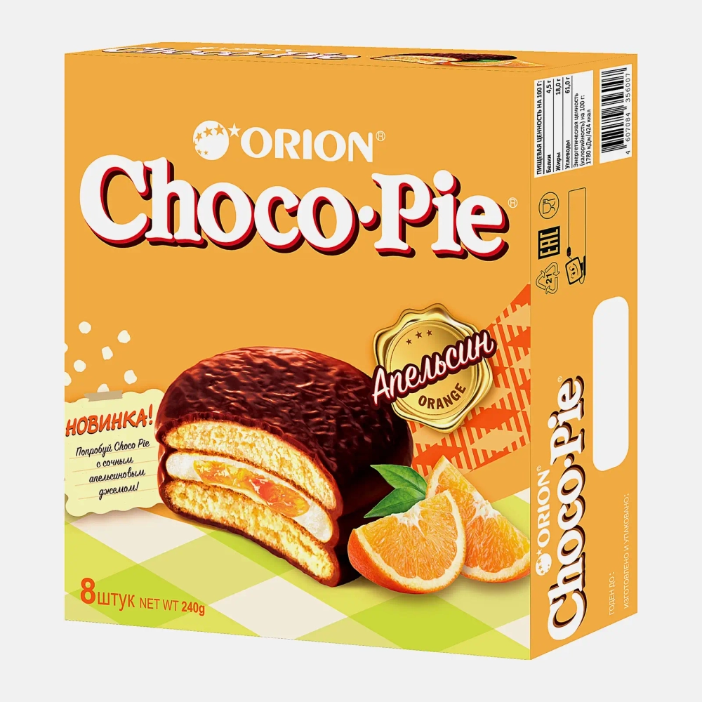 Пирожное бисквитное Апельсин Choco Pie 240г