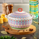 Кастрюля для запекания керам, 1.6 л, кругл, с крыш, Восток, Y6-10192