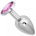 Металлическая анальная пробка Anal Pleasure от Alive (L: 9*4,1 см.) розовый кристалл
