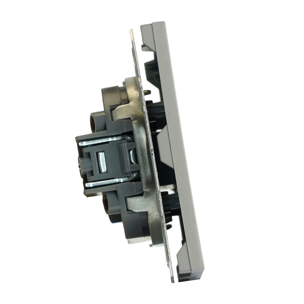 Розетка телевизионная 1-местная (механизм), STEKKER, 75 Ом, 5-862МГц, серия Эмили, RST00-5108-10, платиново-серый, soft touch 49953