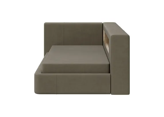 Диван-кровать Cube c нишей L (серо-зеленый FiberGuard)