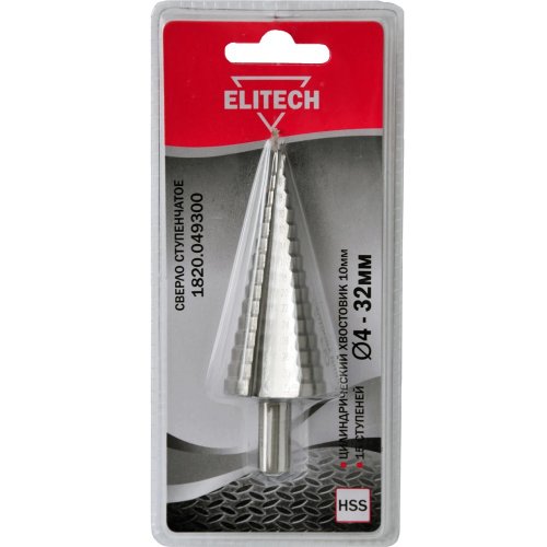 Сверло ступенчатое ELITECH 15 ступеней 4-32мм