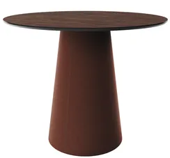 Стол обеденный Lagom D 100 см (орех / кирпичный, кожа)