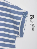 Голубой костюм для девочки на лето в полоску