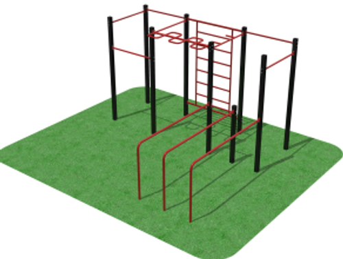 КОМПЛЕКС ДЛЯ ВОРКАУТ - 6 ПЕРЕКЛАДИН, РУКОХОД ЗМЕЙКА, РАЗНОХВАТОВЫЙ ТУРНИК, ШВЕДСКАЯ СТЕНКА, БРУСЬЯ