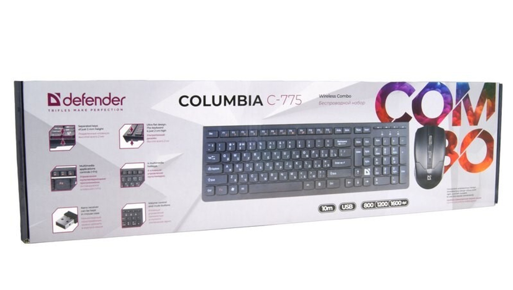 Беспроводной комплект клавиатура+мышь Defender Columbia C-775 (черный)