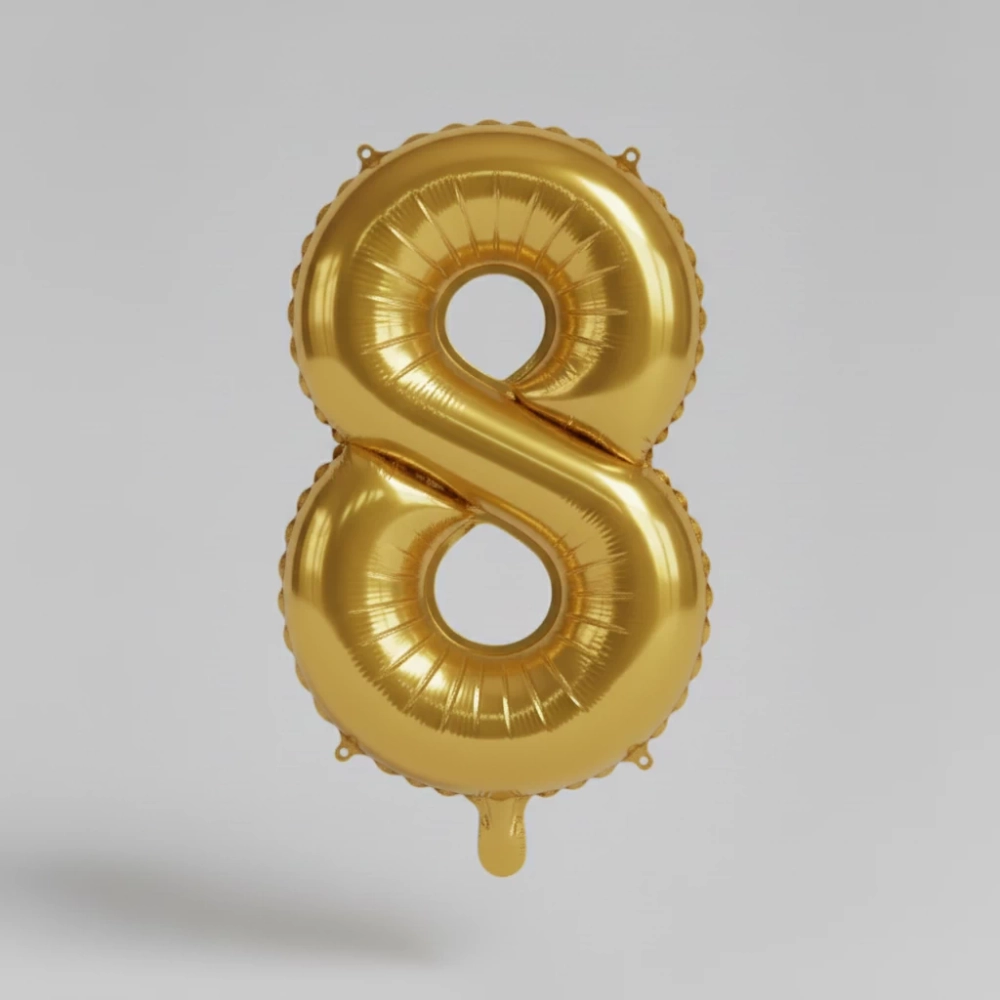 Шар цифра 8 золотого цвета