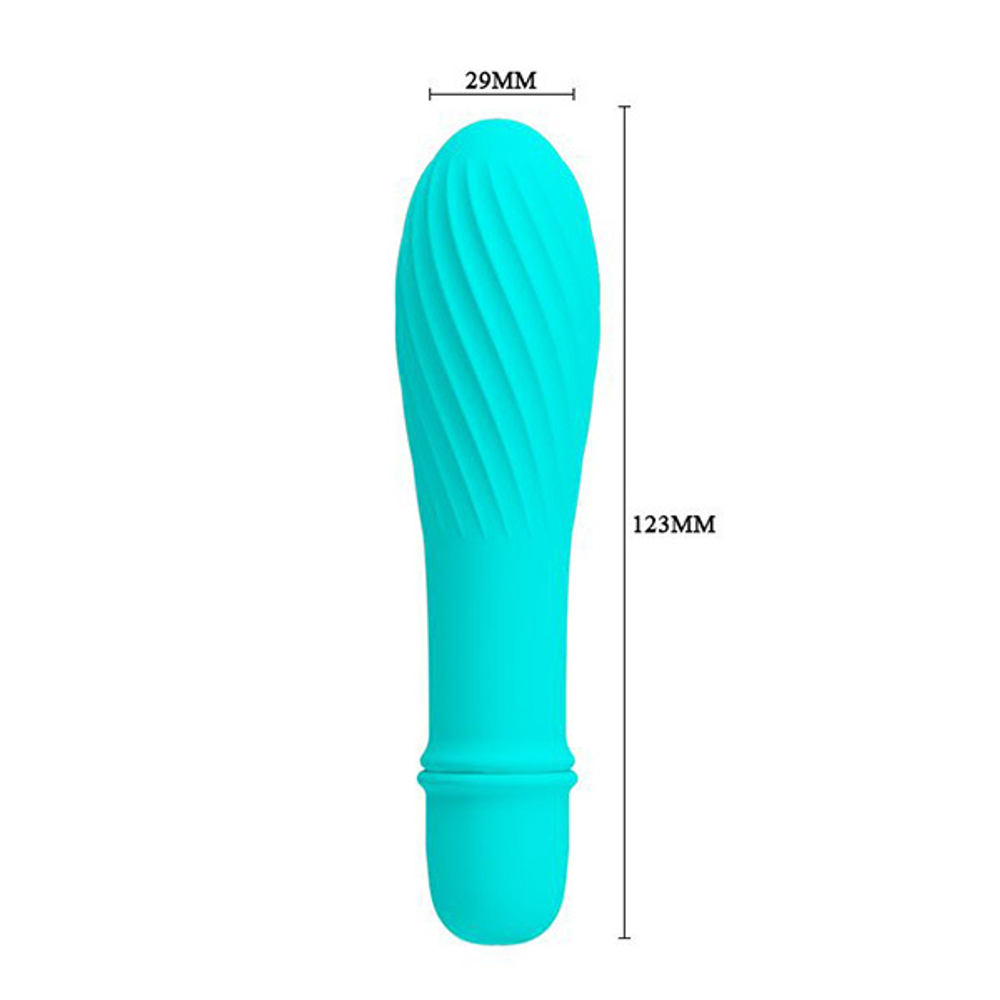 Мятный мини вибратор 12,3см с бороздками Pretty Love Solomon BI-014503-3