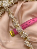 Тесьма золотая цепь с молочным (бежевым) твидом