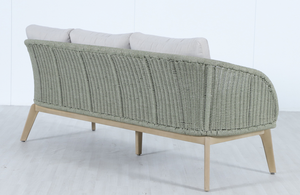 Диван деревянный трехместный Tagliamento Madrague, светлый тик, бежевый