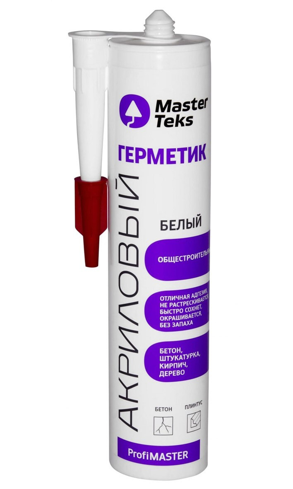 ГЕРМЕТИК АКРИЛОВЫЙ MASTERTEKS PROFIMASTER ОБЩЕСТРОИТЕЛЬНЫЙ 290 МЛ БЕЛЫЙ