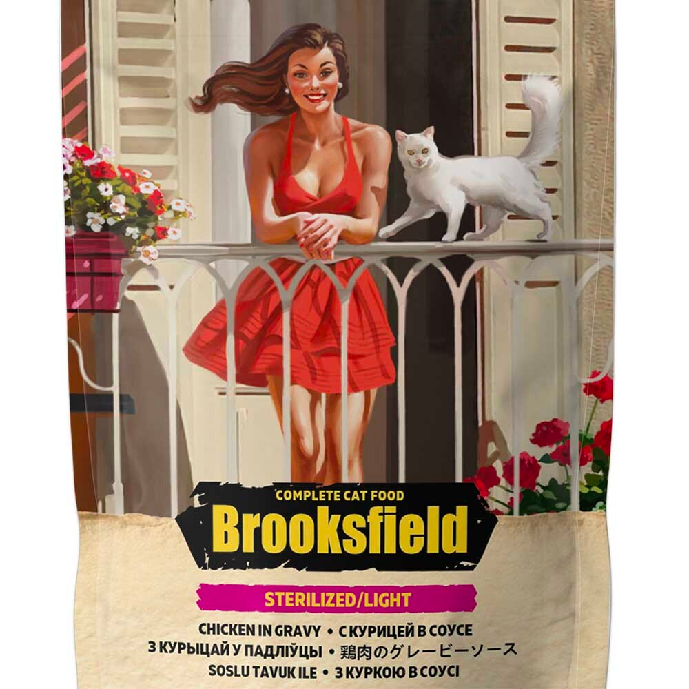 Brooksfield консервы Sterilized/Light с курицей в соусе (пакетик) 85 г - для кошек стерилизованных - Sterilized/Light Chicken in Gravy