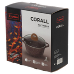 Кастрюля алюм, антиприг, 3 л, с крыш, крыш стекло, кругл, Гурман, Coral, ГМк303КР, индукц