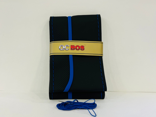 Оплетка на руль со шнуровкой, искусственная кожа, размер "М" 37-39 см., Руль Комфорт, № 3066, синий (1 шт.)