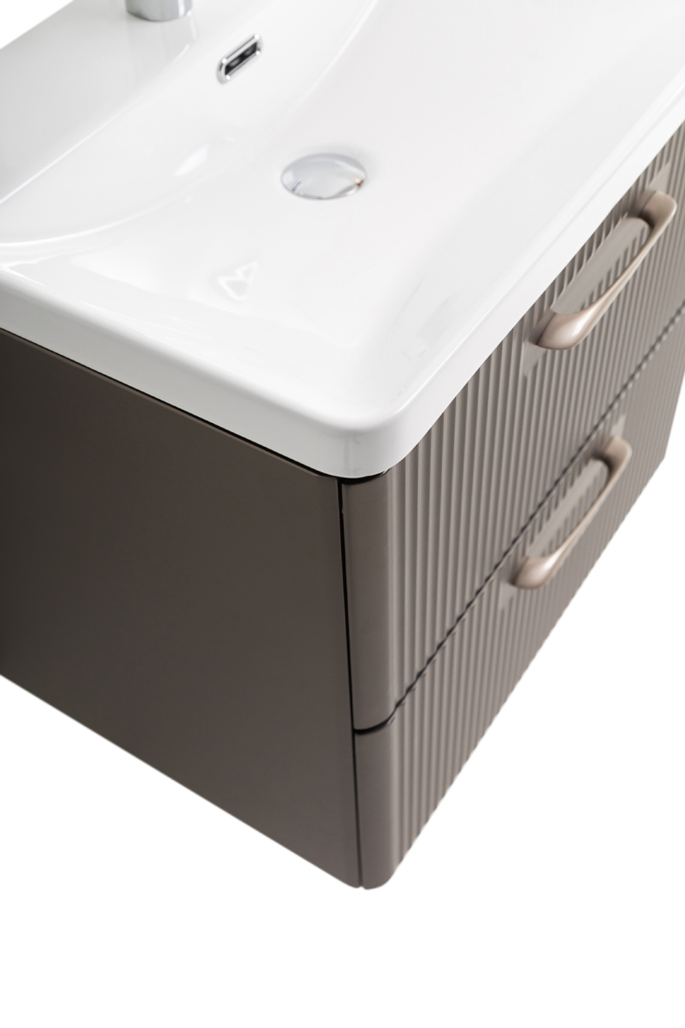 Подвесная тумба с раковиной Belbagno DUE 60 см Оружейная сталь DUE-600-2C-SO-GM-P + BB-8076-3-60