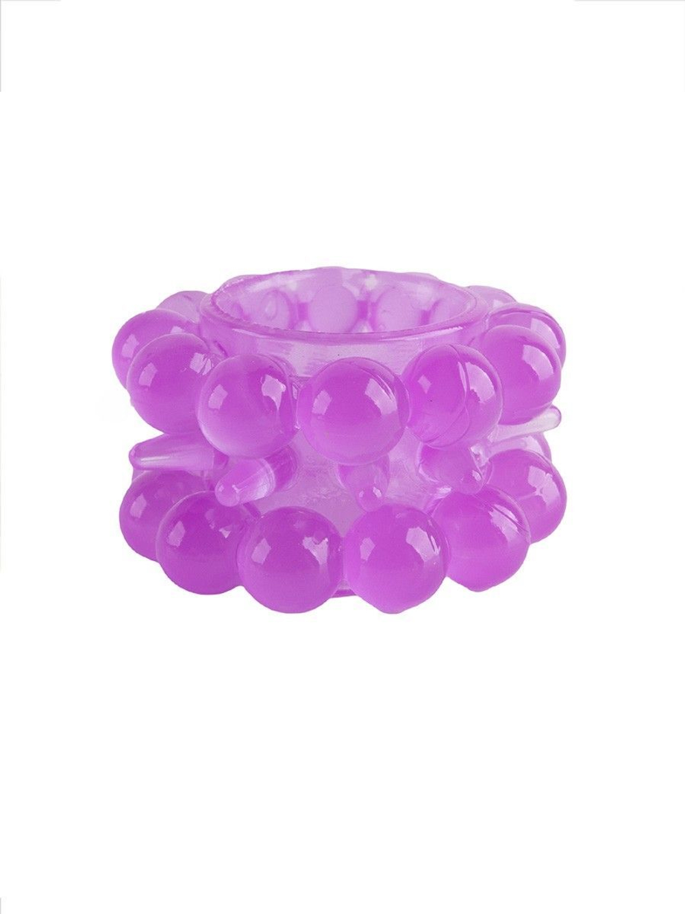 Лиловое эрекционное кольцо с 2 рядами стимулирующих шариков (Цвет: лиловый)