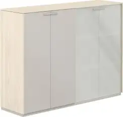NZ-0315+NZ-0335.YN.GS.GLM / Шкаф средний + Шкаф средний со стеклом мат. GLM, обвязка YN, фасады GS / 1624х450х1200, обвязка YN, фасады GS, стекло матовое GLM