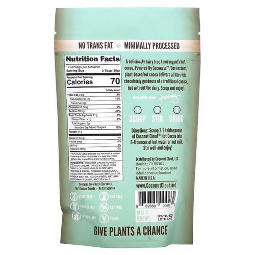Coconut Cloud, Vegan Hot Cocoa, перечная мята, 198 г (7 унций)