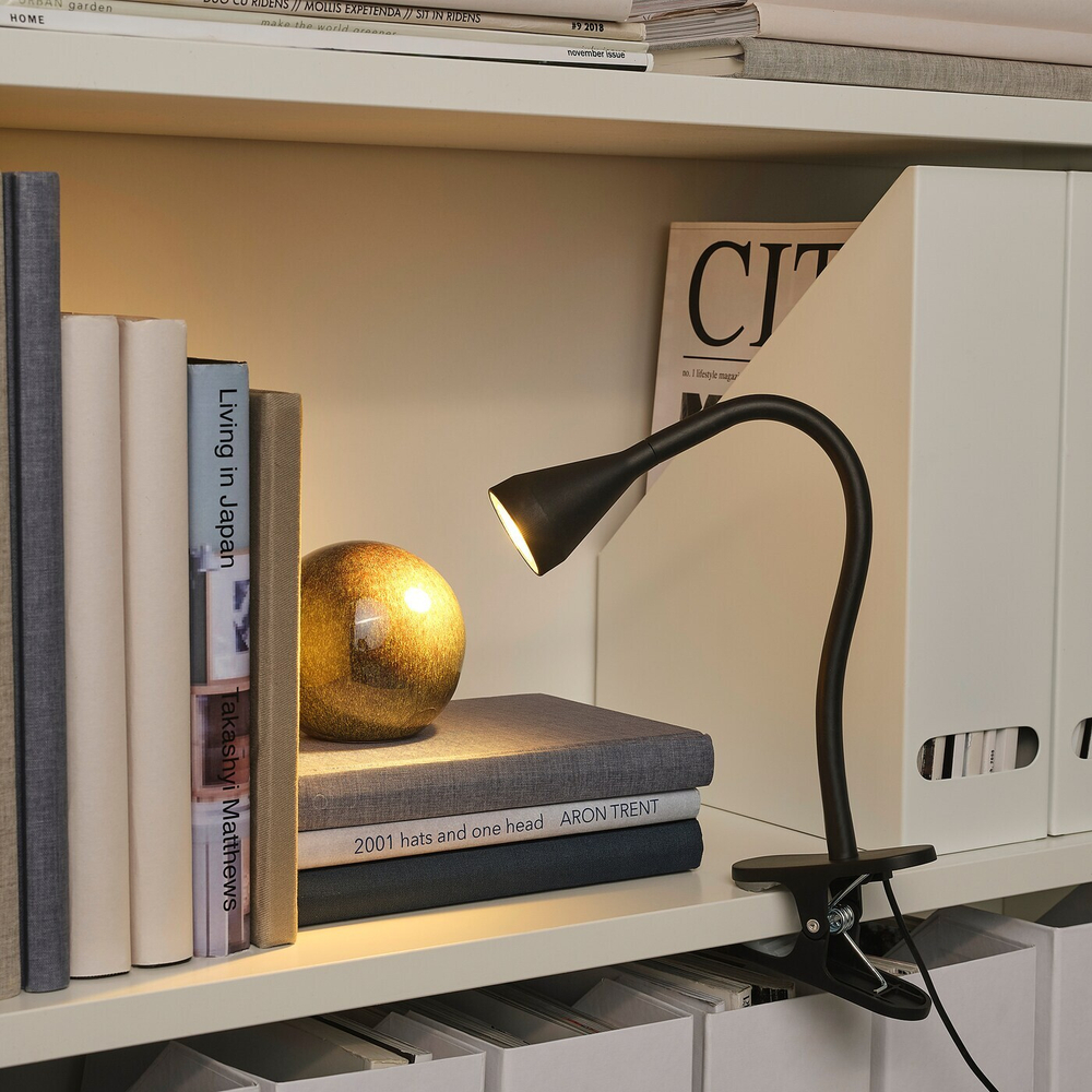 Настольный светильник с зажимом IKEA NAVLINGE (НЭВЛИНГЕ), Черный, 34 см