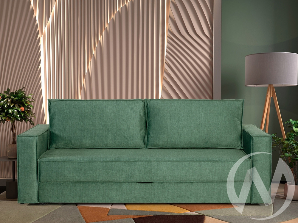 Диван прямой Эдельвейс (БД) SQUARE 15 (велюр зеленый)
