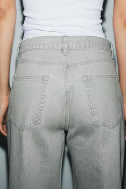 ZARA ЗАУЖЕННЫЕ ДЖИНСЫ СО СРЕДНЕЙ ПОСАДКОЙ — ZW COLLECTION, СЕРЫЙ