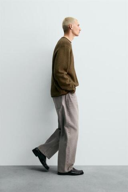 ZARA ДЖИНСЫ BAGGY FIT, СЕРЫЙ