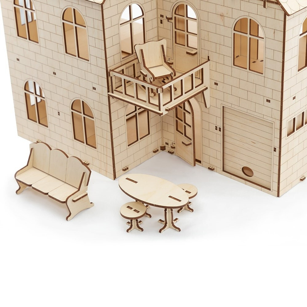 Кукольный дом с лифтом от EWA - Купить, недорого, ANANAZA деревянный конструктор, 3D пазл, сборная модель