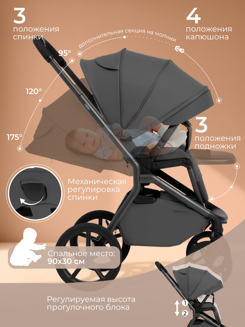 Коляска 2 в 1 Sweet Baby Orso