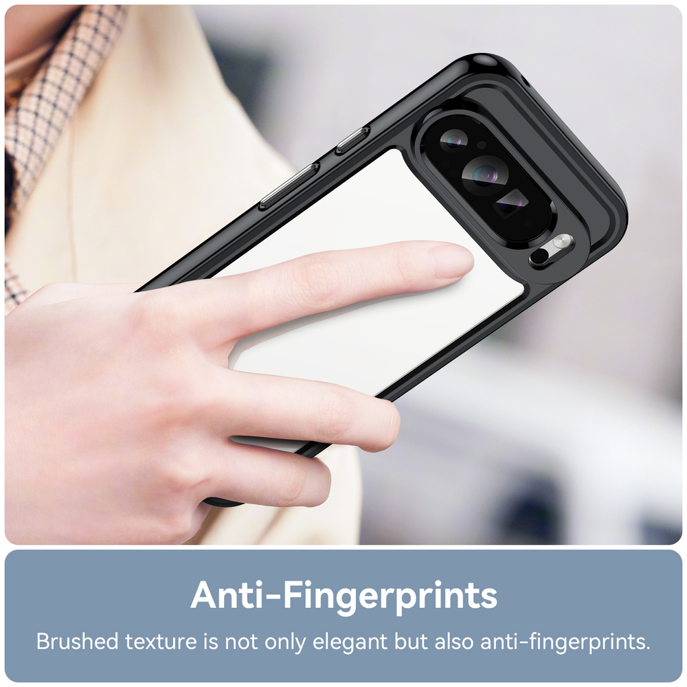 Прозрачный чехол с усиленными рамками черного цвета для Google Pixel 9 Pro XL, увеличенные защитные свойства