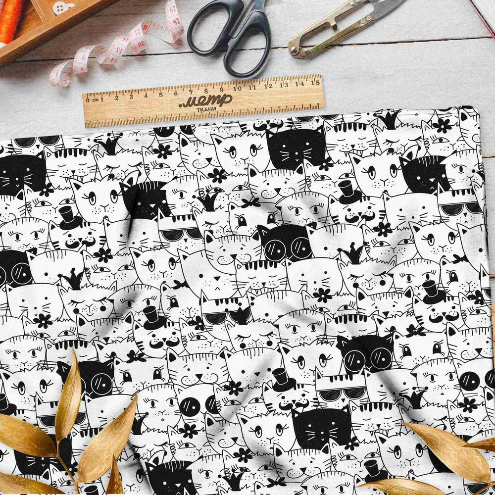 Ткань бязь толпа креативных кошек
