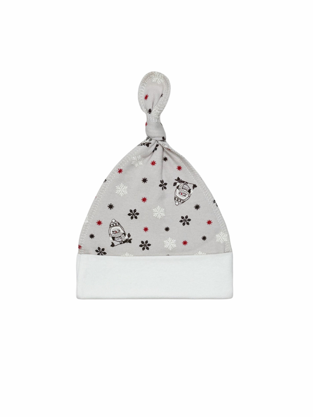 Шапочка-узелок (утепленная) Совушки gray