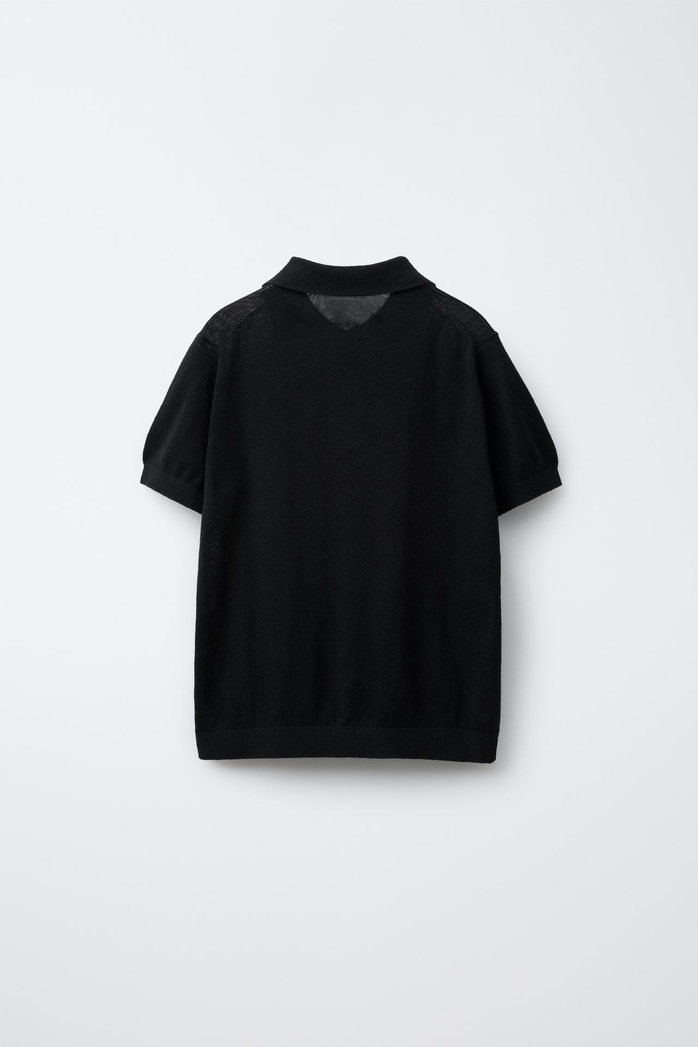 ZARA ПОЛО ИЗ ХЛОПКА И ЛЬНА, ЧЕРНЫЙ