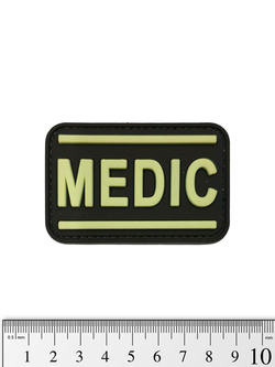 Шеврон Medic PVC 4х7,5 см. Светящийся чёрный