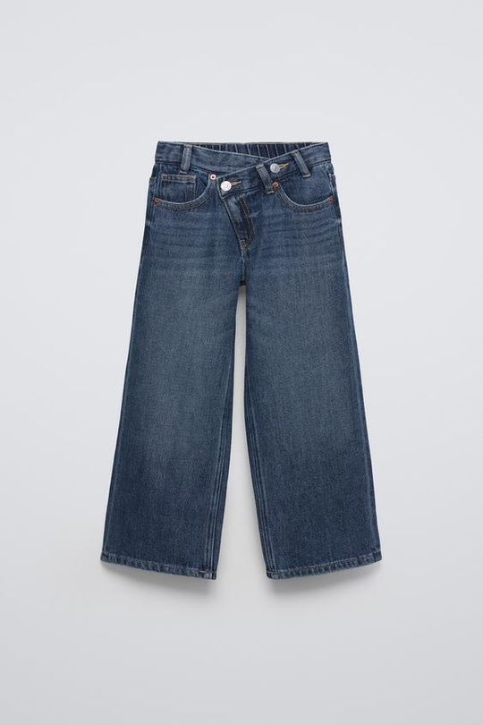 ZARA ДЖИНСЫ С ШИРОКИМИ ШТАНИНАМИ И ЗАПÁХОМ, СИНИЙ