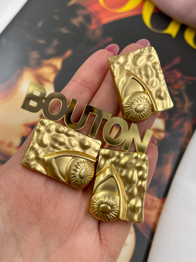 Пуговицы прямоугольной формы с глазом Скиап., матовое золото