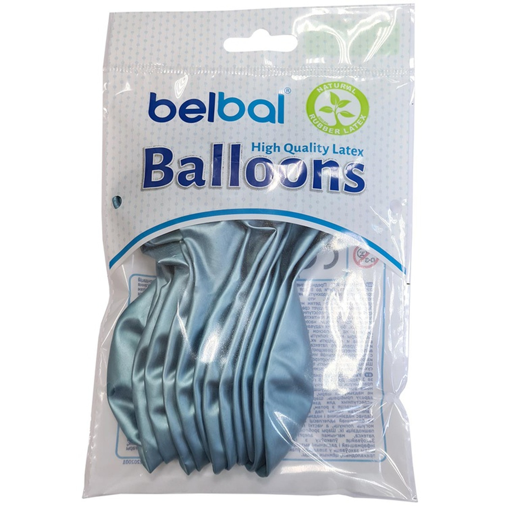 Шар латексный Glossy Набор 12 шт Хром 36 см (Синий)