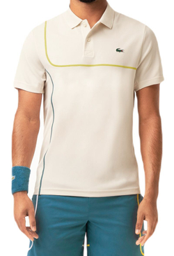 Мужское теннисное поло Lacoste Sport Tennis Piped Technical Piqué Polo - cream white