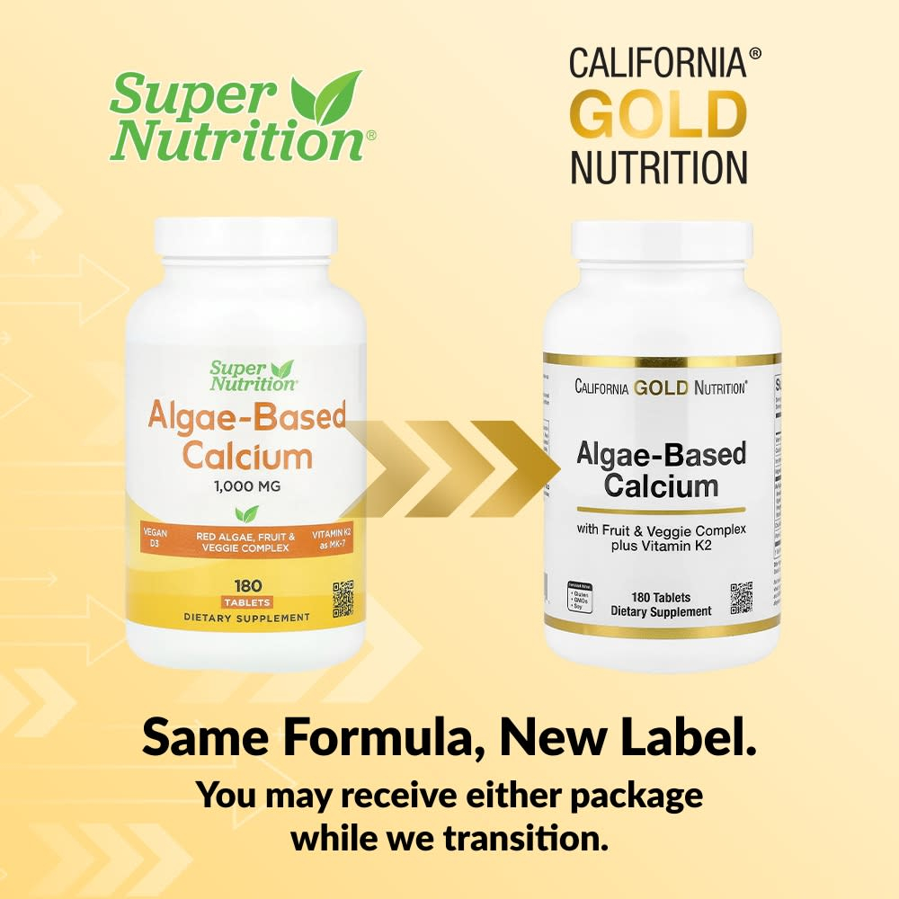 California Gold Nutrition, кальций из водорослей, добавка с кальцием, витамином D3 и магнием, органическая клубника, малина и голубика, 180 таблеток