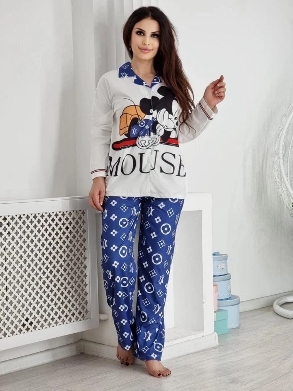 Пижама штаны и рубашка д/р 636 (Мики)