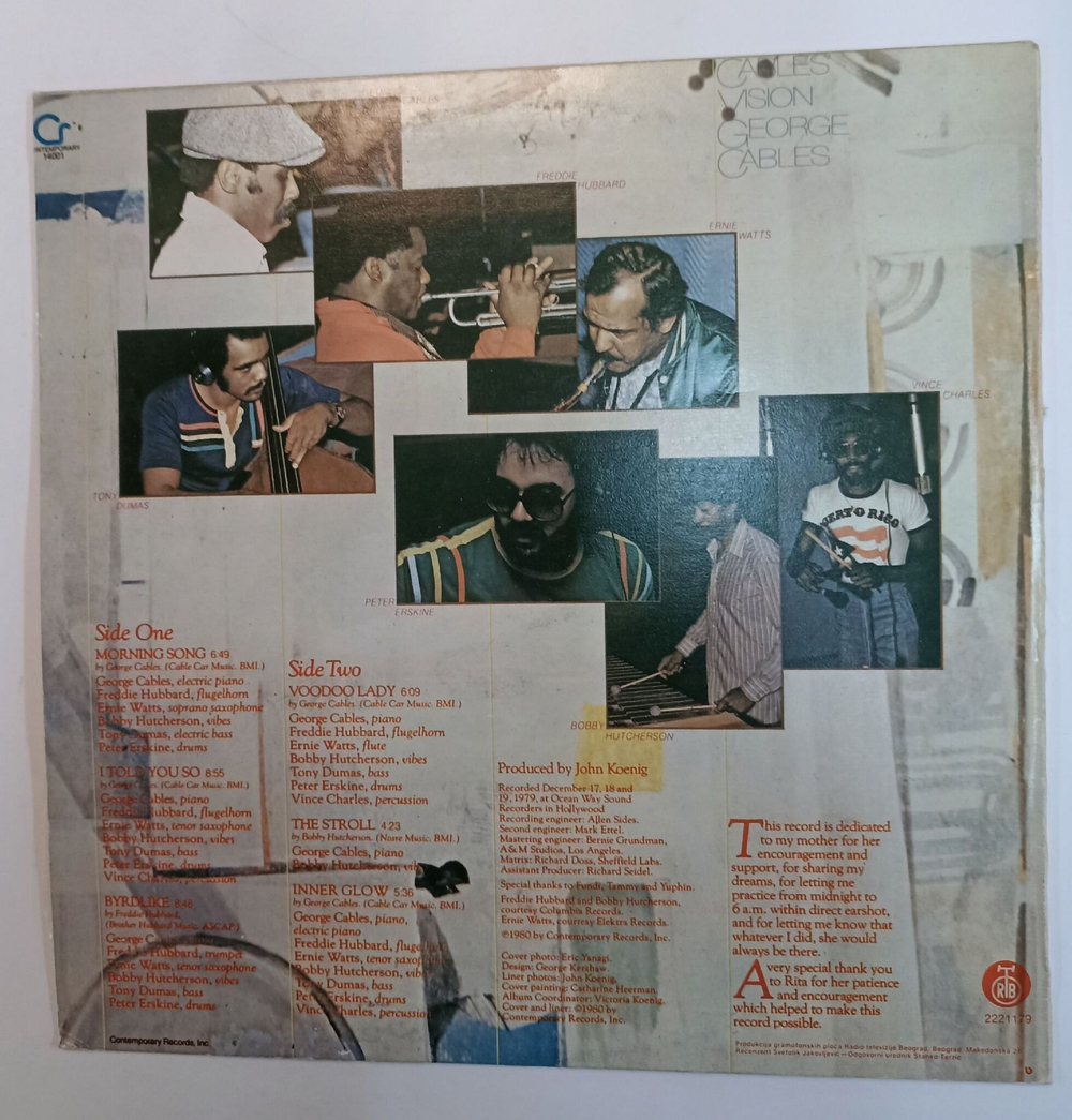 Винтажная виниловая пластинка LP George Cables Cables Vision (Югославия 1982)